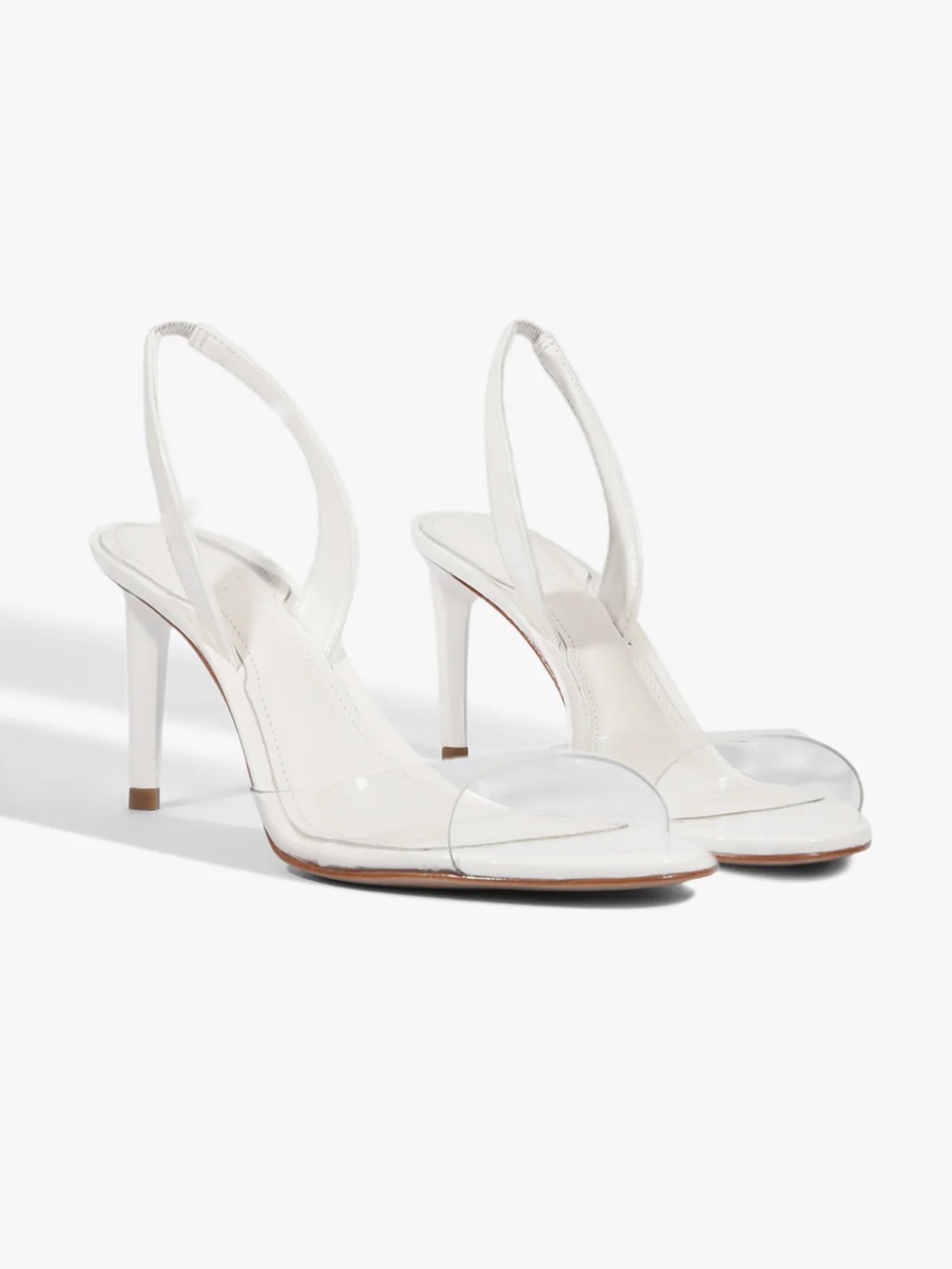 Scarlett Sling Mid Vinyl Patent Sandal - White